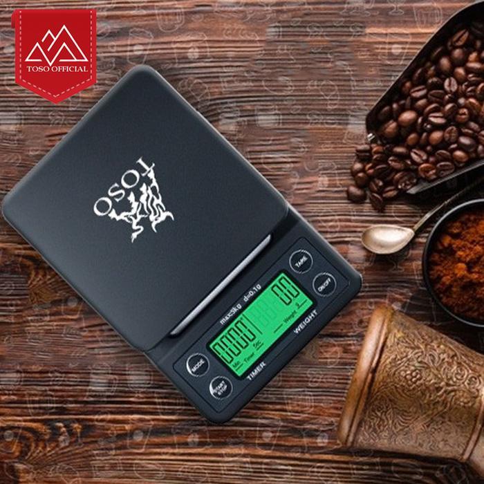 r16k- Toso V60 Digital Scale Coffee Timer 3Kg + Tray Timbangan Kopi Dapur