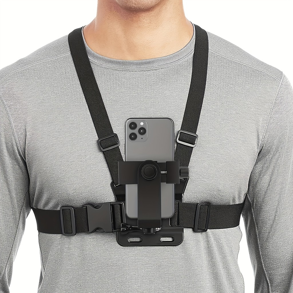 [Durable Phone Holder] 5-In-1 Chest Mount Phone Holder Durable Abs Material, Adjustable Strap,