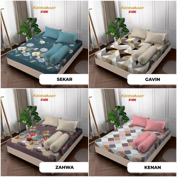 ipnp- Kintakun Sprei D'Luxe Queen Size Juni Edition Uk.160X200 Cm Sarung Bantal Guling