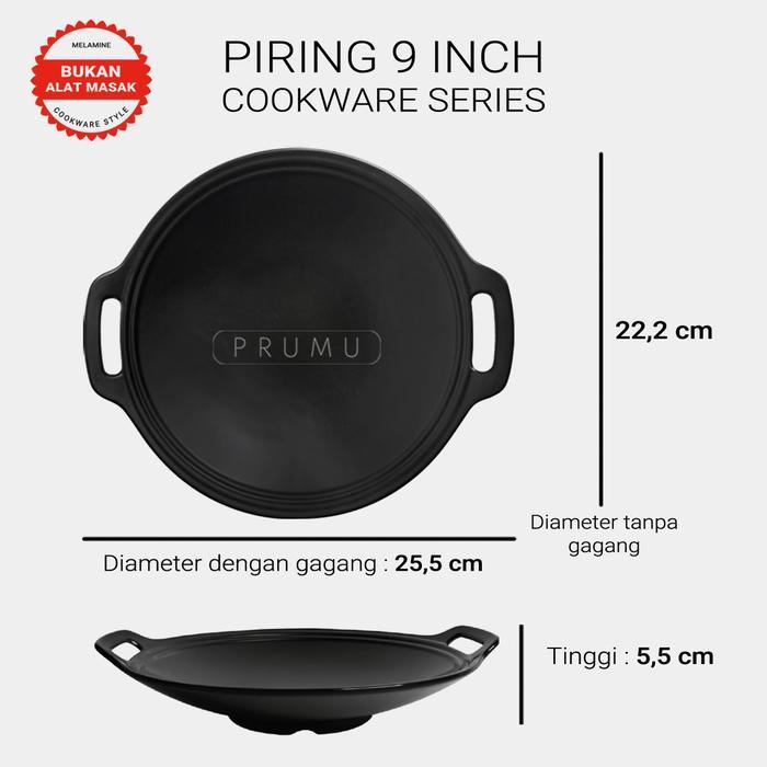 3ws2- Prumu Melamin Piring Wajan 9 Inch - Piring Saji Unik - Piring Cafe Restoran - Golden