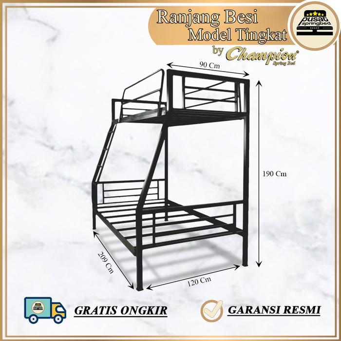 Tempat Tidur Ranjang Nimalis / Dipan Besi Tingkat 2In1 (Jabodetabek)