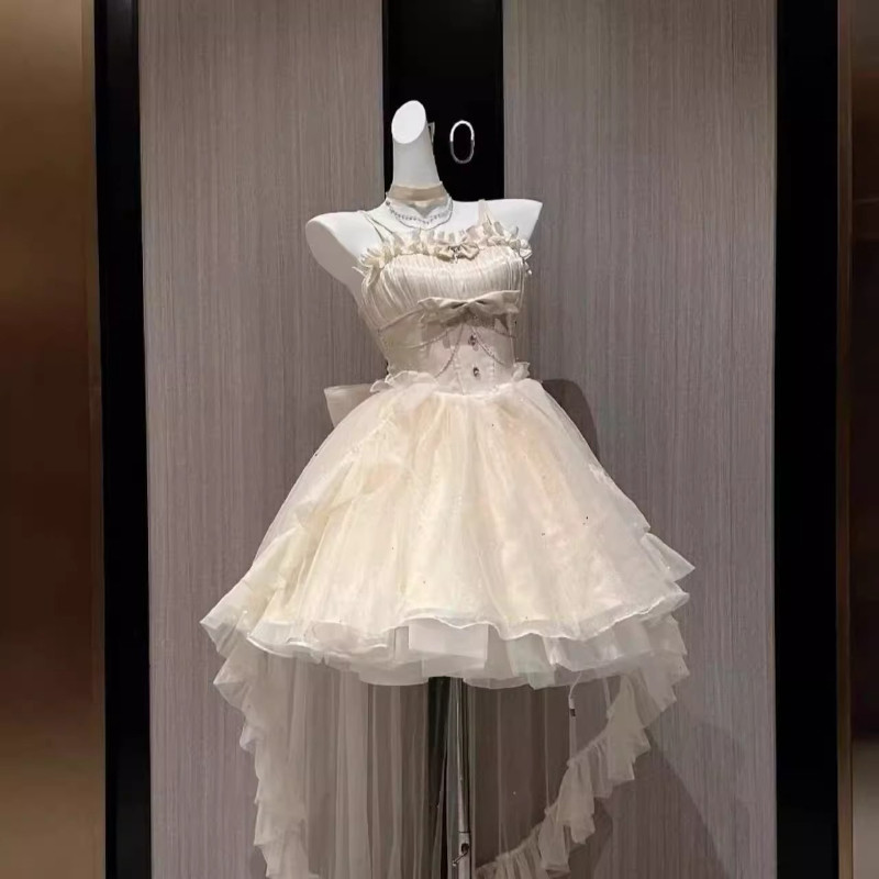 France Vintage Gothic Lolita Dress Set Women Harajuku Y2k Bow Ruffles Party Dress Female Elegant