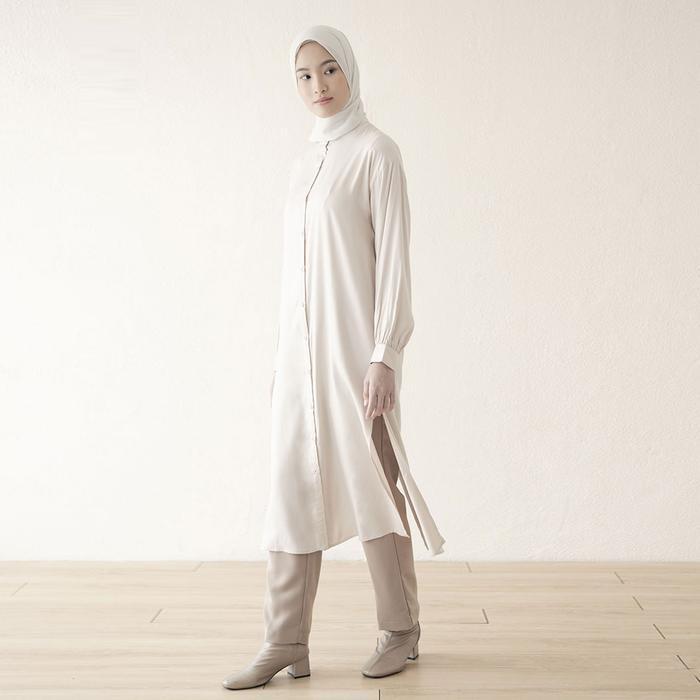 Tari By Aska Label - Tunik Rayon Kancing Lengan Panjang Warna Hitam, Coksu, Putih, Biru Navy, Lilac,