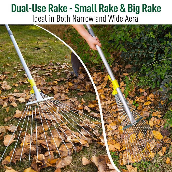 Sapu Garuk Taman Garden Leaf Rake Carbon Steel 15 Gigi Bisa Di Perpanjang sekop pembersih