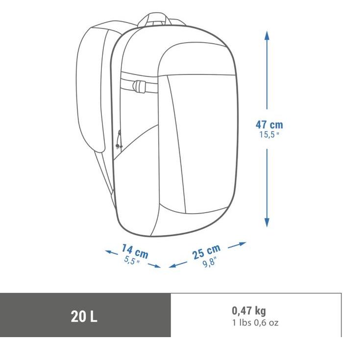 QUECHUA Tas Ransel Arpenaz 20L Carrier Outdoor Backpack Original
