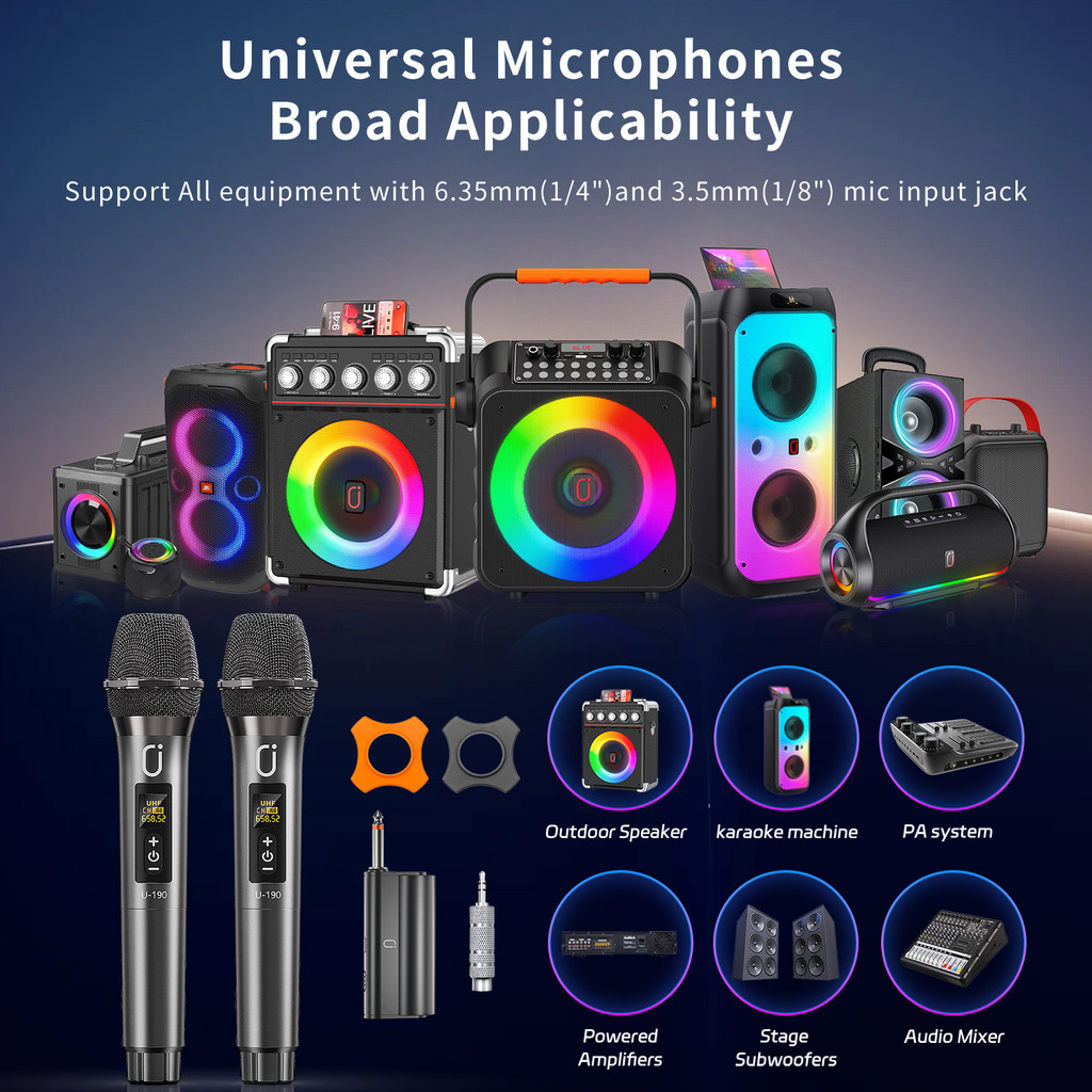 Karaoke Microphone Wireless Mic, Universal Professional Uhf Dynamic Mic System With Receiver,