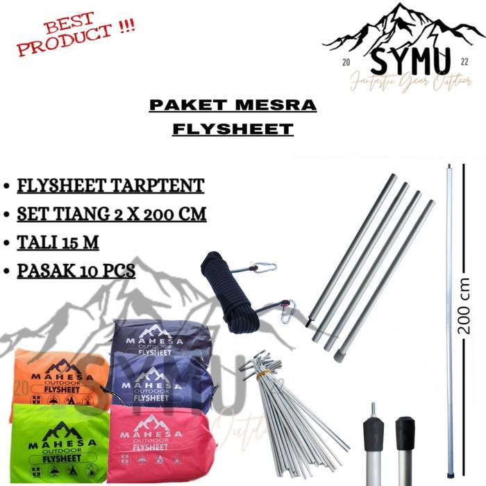 Paket Flysheet Waterproof Tiang Pasak Tali Tenda Camping Set Lengkap