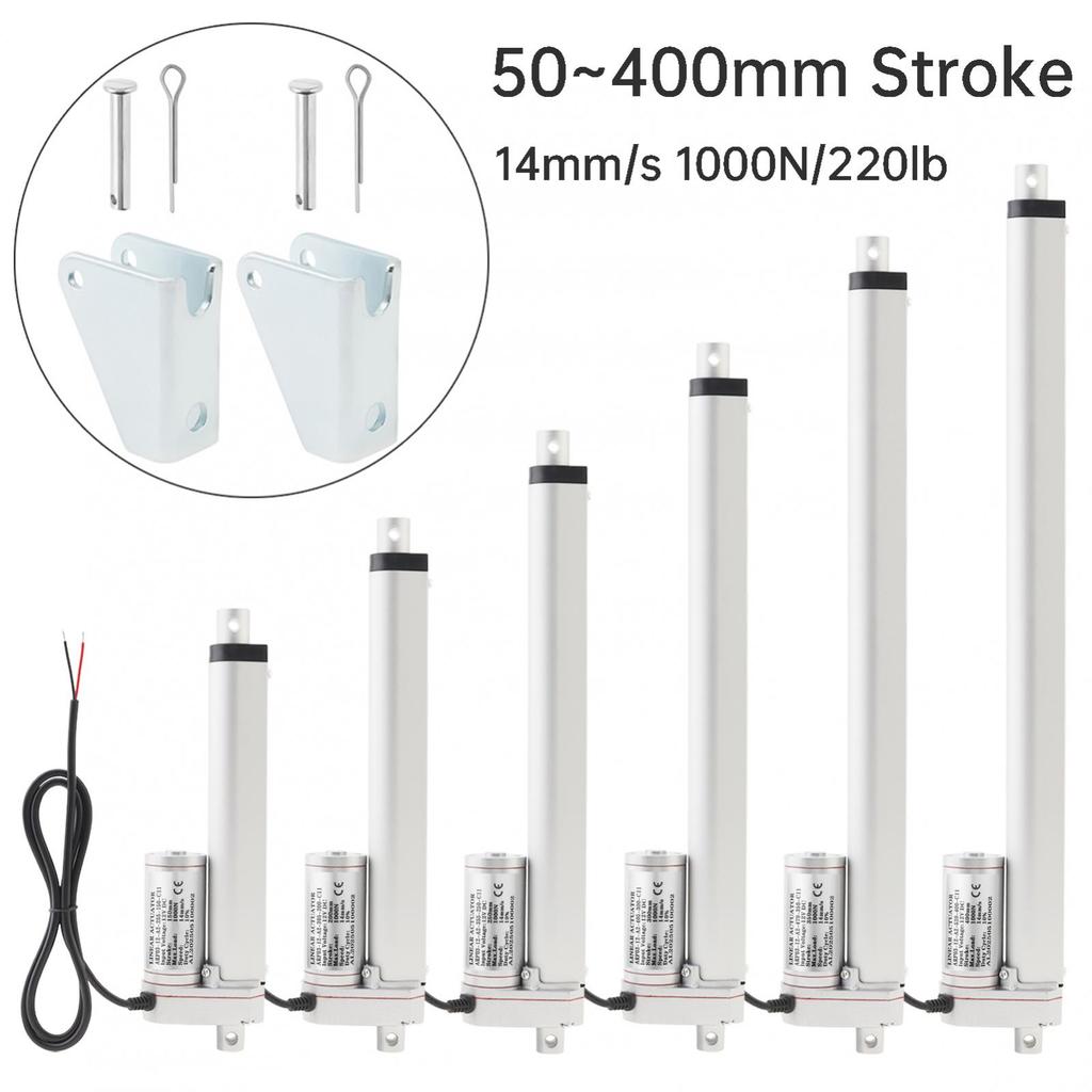 Dc 12V Linear Actuator 14Mm/S 50-400Mm Stroke 1000N/220Lb Electric Dc Motor Linear Motion Actuator