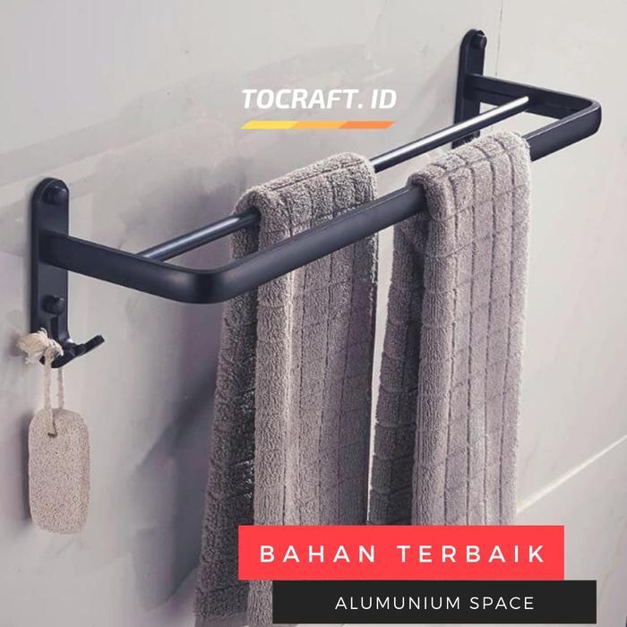 Ikea Home - Gantungan Handuk Pakaian Baju Tempel Dinding Kamar Mandi Hitam Minimalis Besi Set