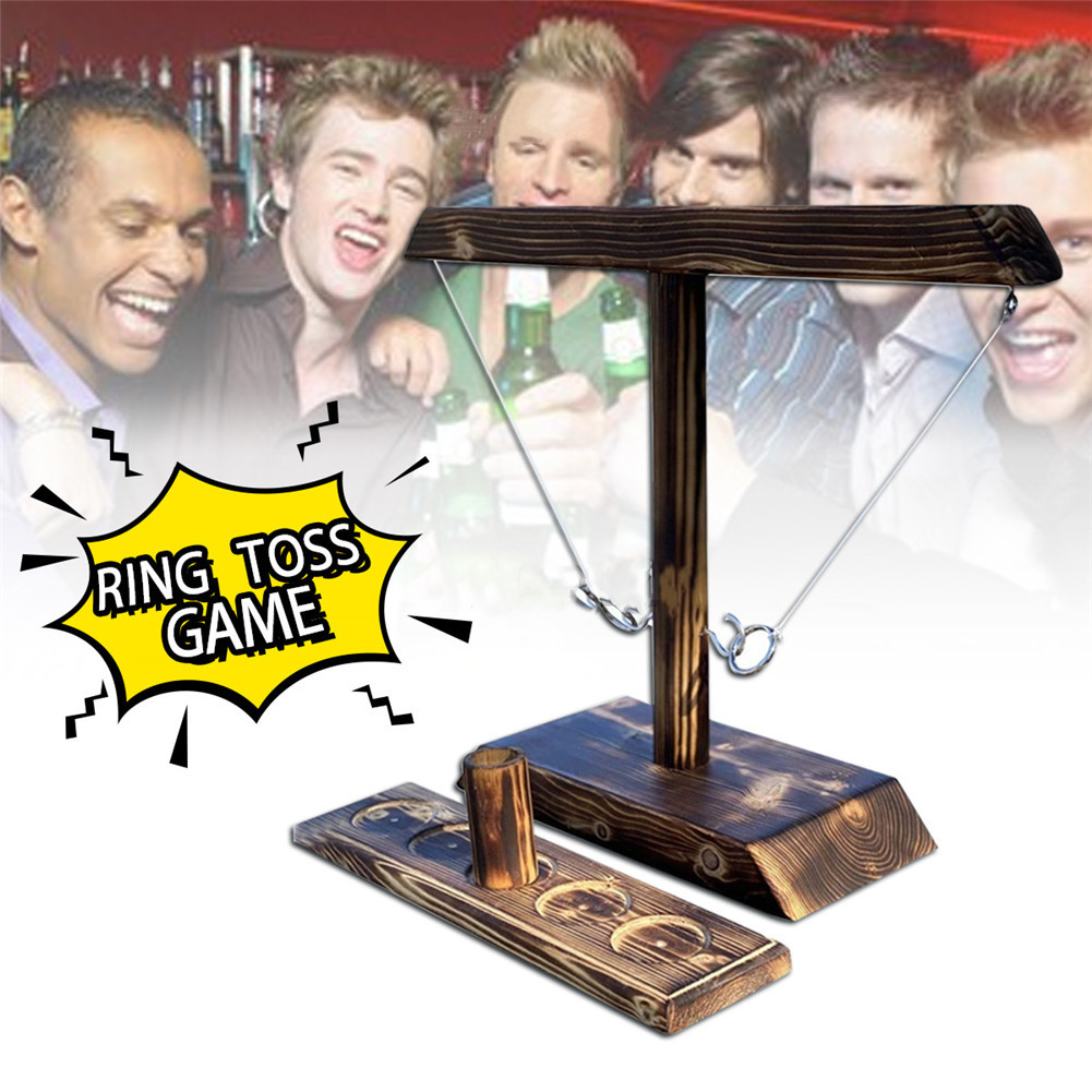 Ring Toss Games for Kids Adults Home Party Drinking Games Fast-paced Handheld Wooden Board Games