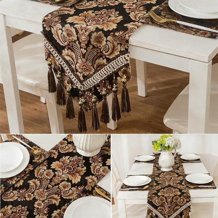 BORDIR MEWAH EUROPEAN TAPLAK MEJA / KOPI RENDA TAPLAK MEJA MAKAN PANJANG TAPLAK MEJA KAIN / TAPLAK