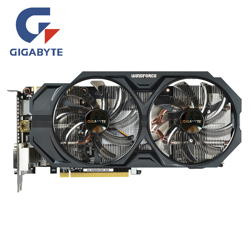 GIGABYTE GTX 760 2GB GPU Video Cards 256Bit GDDR5 GTX 760 Map Graphics Card For nVIDIA Geforce PCI-E