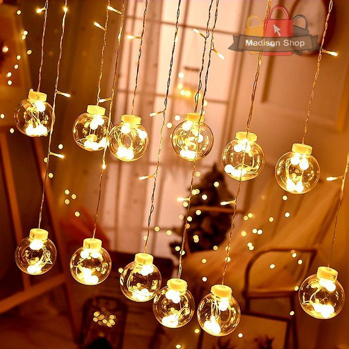 Lampu Tirai Bohlam LED Lampu Bola Transparan Lampu Renteng Cafe Murah