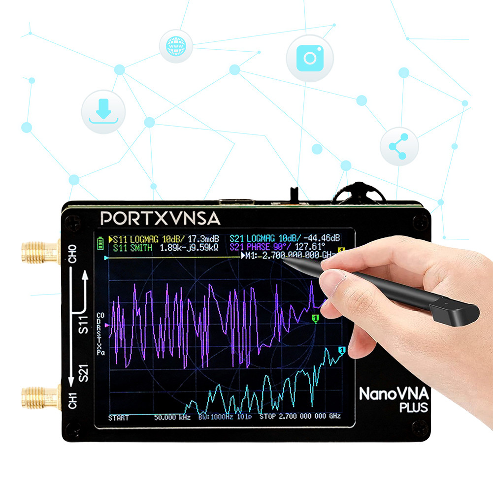50Khz-2.7Ghz Vector Network Analyzer 1000Mah Nanovna Plus Antenna Analyzer Antenna Testing Analyzer