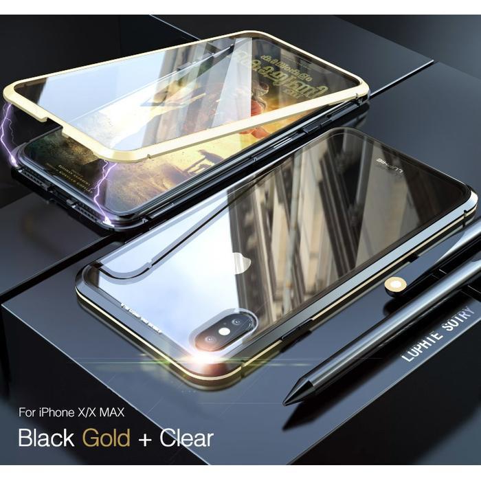 Iphone 7 / 8 + Plus Casing Luphie 360 Magnetic Front Back Gorilla Glass Ori Garansi Original Asli