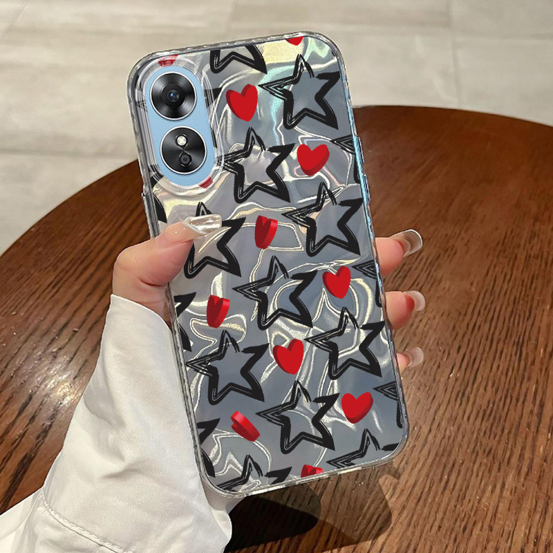 Casing Hp OPPO A17 OPPO A17K Case Casing Pola Gambar bintang HP Kasing Kasus ponsel transparan mewah