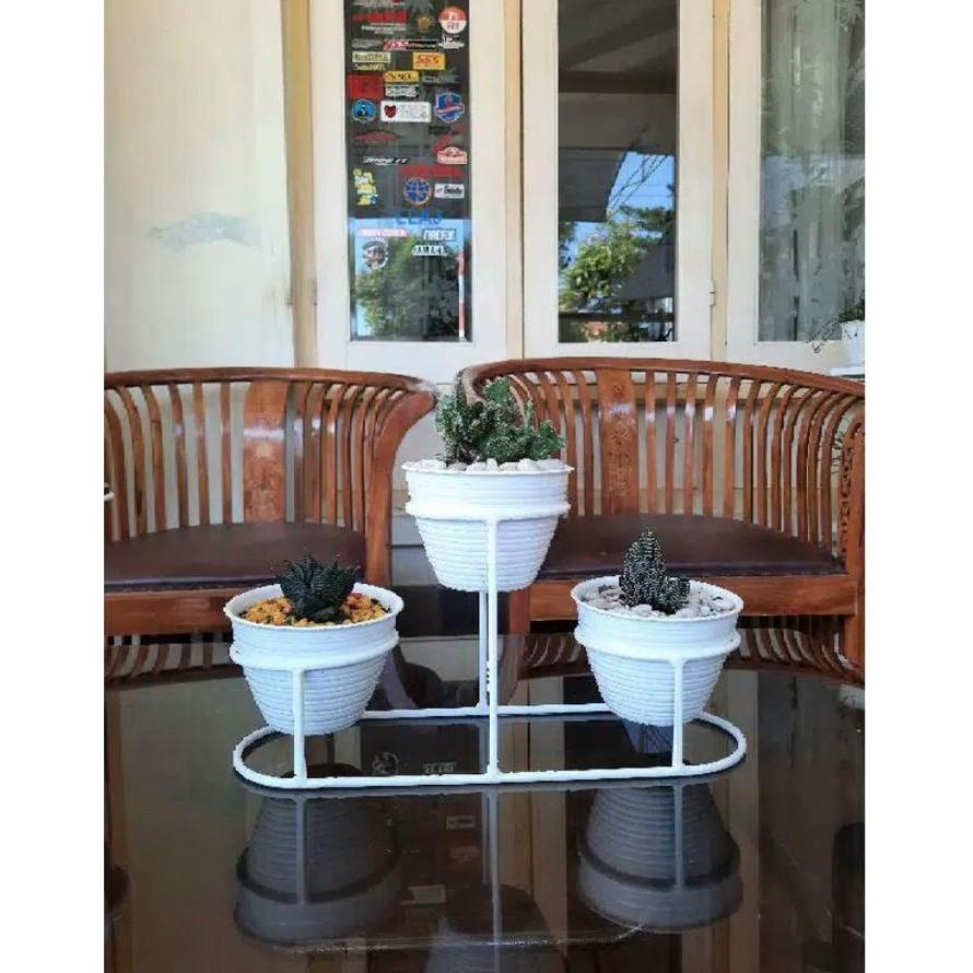 Gardening Mikha Standing Pot Besi Jumbo Besar Ukuran Pot 15 / Tempat Pot Tanaman / Rak Pot Besi /