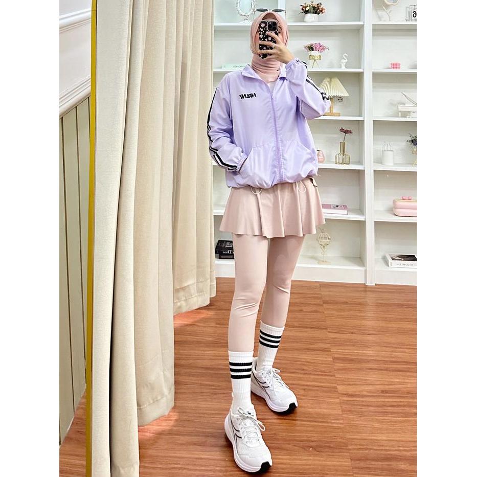 Promo Alfan - Jaket Olahraga Jogging Parasut Wanita - Jaket Parasut Tanpa Kupluk Jumbo Sport