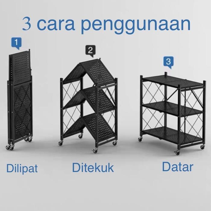 81tq- Ceo Rak Microwave Stainless Steel Beroda Rak Dapur Tingkat Stainless