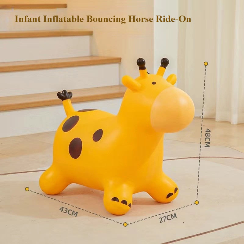 Inflatable Bouncy Horse Ride on Toy PVC Cartoon Hopping Horse Riding Toy Jumping Horse Toys for Kids