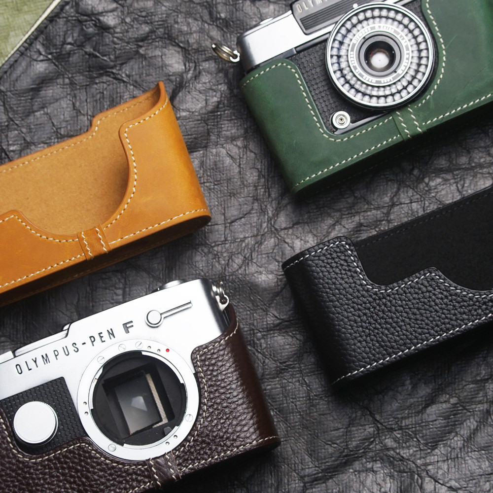 Handmade Half Case Leash Camera Strap Leather Camera Half Case For Olympus Pen Ee3 Case Pen Ft Case
