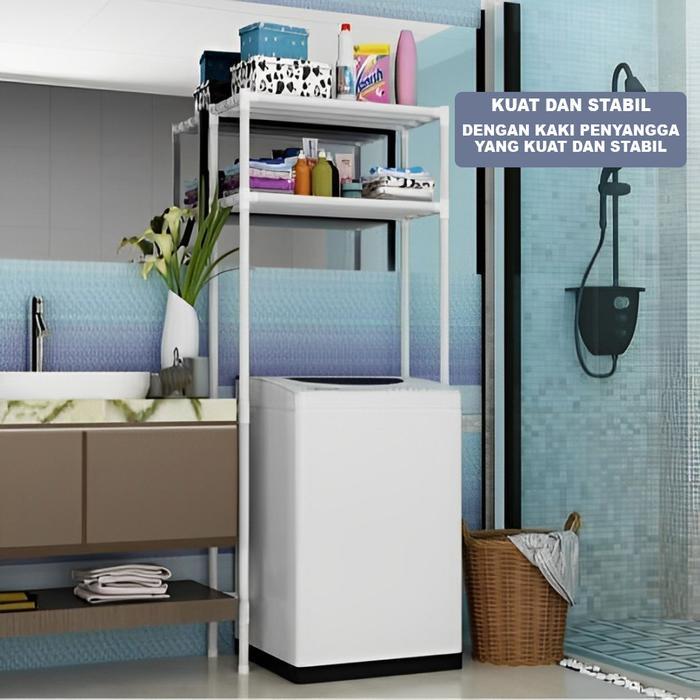 Ikea Home - Rak Organizer Sabun Mesin Cuci Baju Laundry 2 Tingkat Tempel Kamar Mandi Rm006