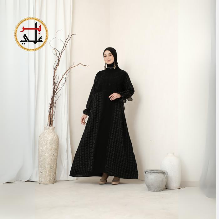 Biir Ali Collection Abaya Hitam Doff Kombinasi Jetblack Dan Bahan Import Khas Saudi Arabia Eksklusif