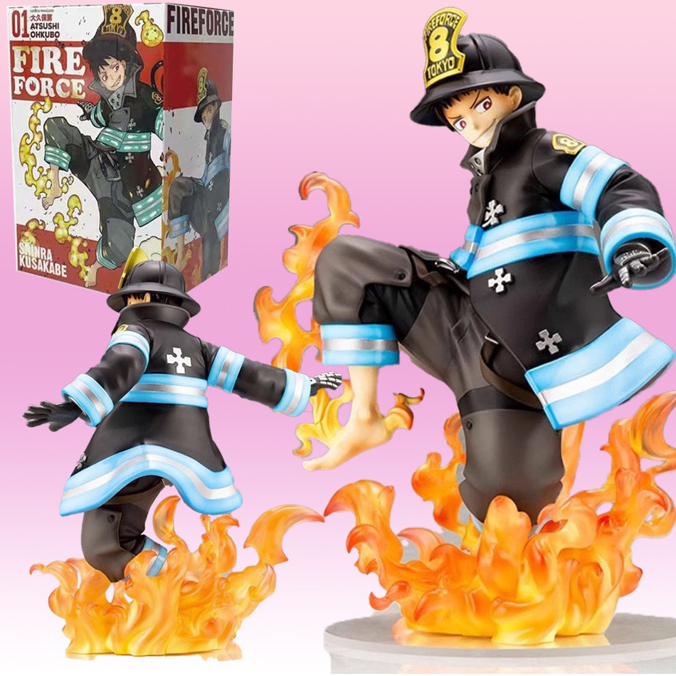 16CM Shinra Kusakabe Figure Anime Fire Force Special Effect Blood Desktop Doll Golf Model Toy Gift