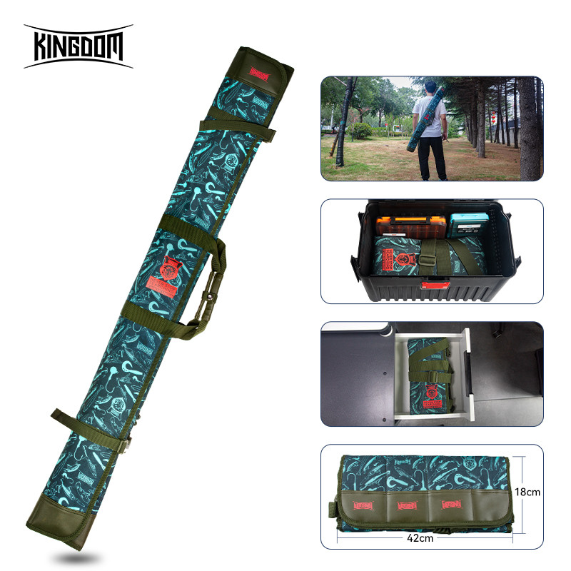 Kingdom Fishing Rod Bag Portable Storage Accessories Single Layer Case Fishing Tackle Roll Up