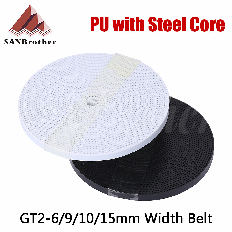 2/5Meter Gt2-6Mm Open Timing Belt Width 6Mm 9Mm 10Mm Gt2 Belt Pu With Steel Core Belt 2Gt Timing
