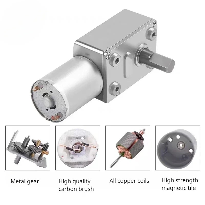 Zgy370 Worm Gear Motor Jgy370 4632 Dc 6V 12V 24V High Torque Worm Reversible Turbo Metal Geared