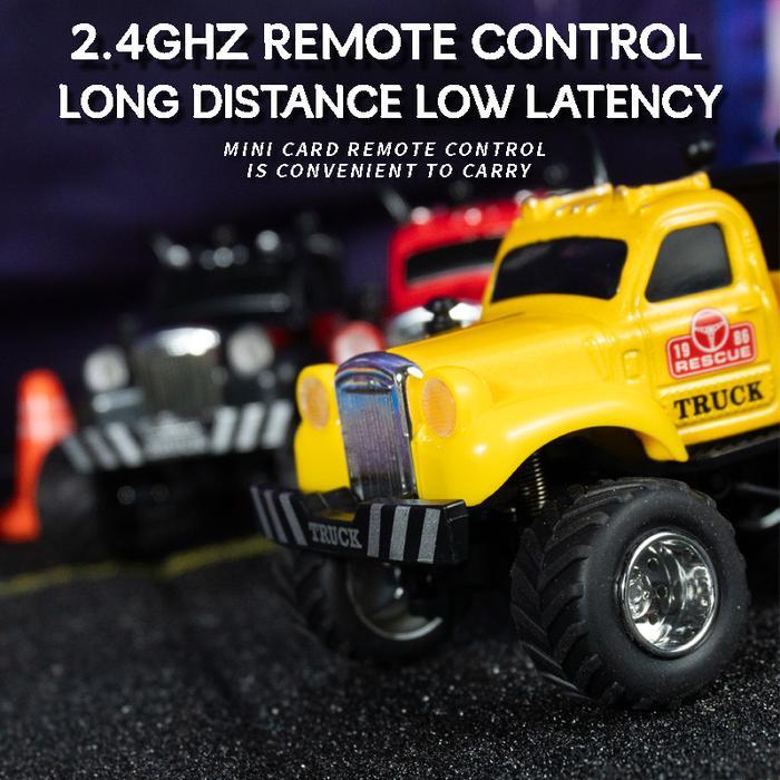 POKO Mini RC Monster Truck 1/64 Mobil Remote Kontrol Mini 2.4GHz Roda Besar, Body Logam, Bisa Remote