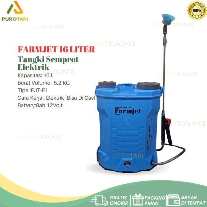 Puro Farmjet Tangki Semprot Sprayer Elektrik Baterai Cas 16 Liter 12V 8Ah Automatic Spray System