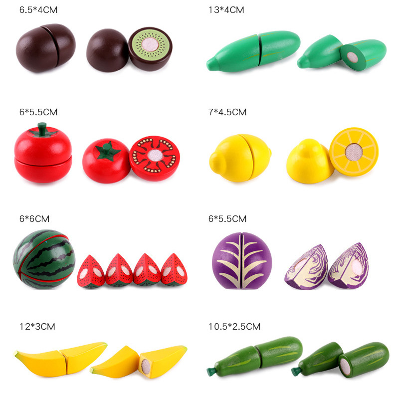 1Pcs Fruit Cutting Educational Toys Wooden Paste Stickers Vegetable Fruit Cutting Kitchen Toy Educat