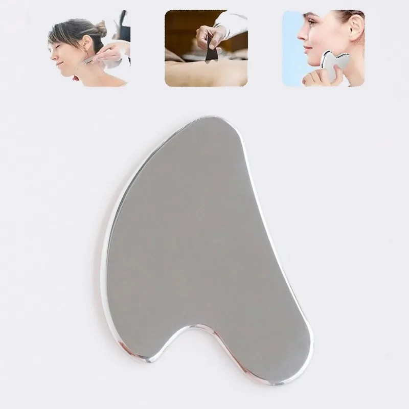 Gua Sha Facial Tool Stainless Steel GuaSha Massage Tool Natural Universal Facial Silver Metal Gua Sh