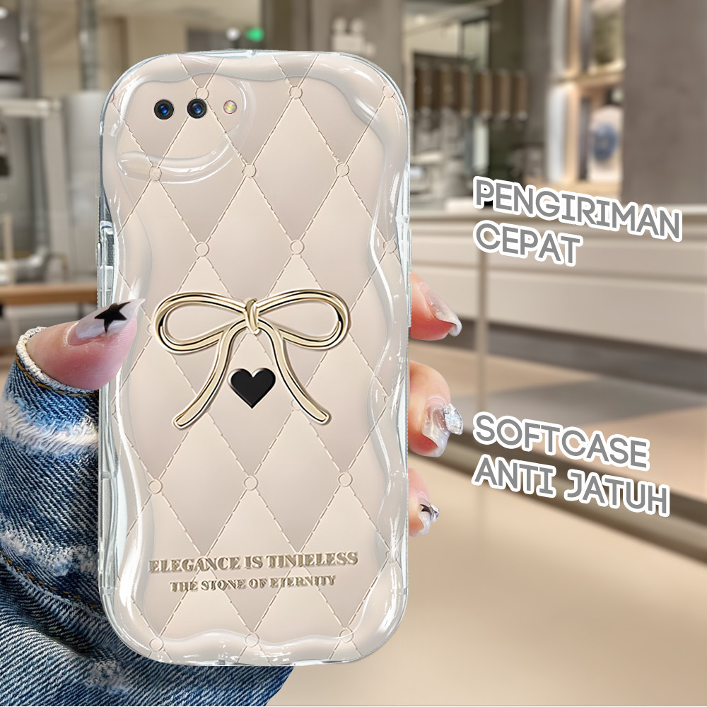 Casing Hp Untuk OPPO A3S A5 A12E Cassing Softcase Kesing Sofcase Soft Lucu Pink Bow 6127 Phone Case