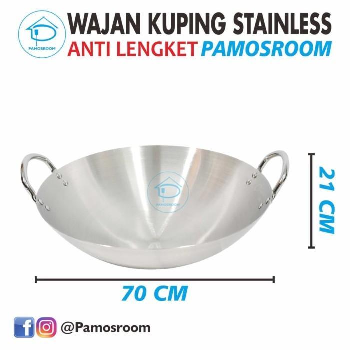 Wajan Gagang Kuping 2 Sisi Stainless Steel Awet Murah Tebal Anti Lengket Premium Calypso Diameter 70