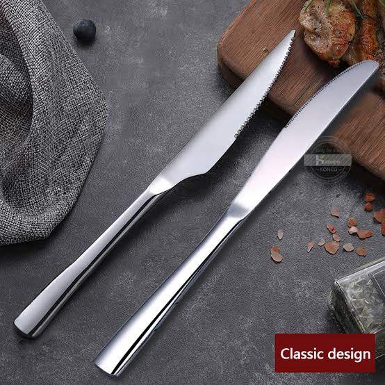 Pisau Steak Gerigi Polos Full Stainless Steel Awet Kuat Murah Tebal Tajam Panjang 22.5CM Pisau Makan