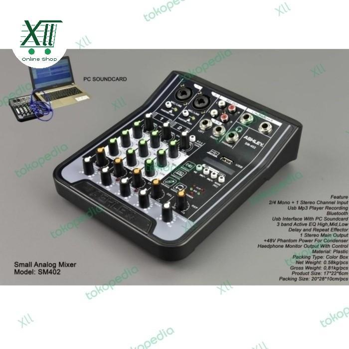Ashley Sm~402 Mini Mixer Audio Original Mixer 4 Channel ( 2 Mono + 1 Stereo ) Ready