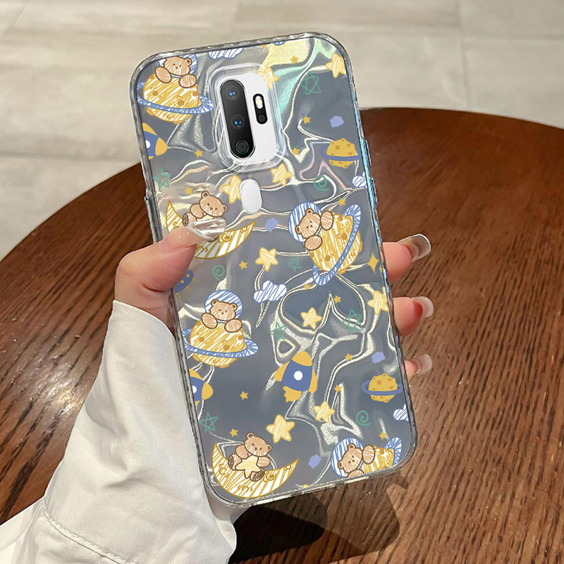 Casing Hp OPPO A5 2020 OPPO A9 2020 Case Casing Pola Beruang Luar Angkasa HP Kasing Kasus ponsel tra
