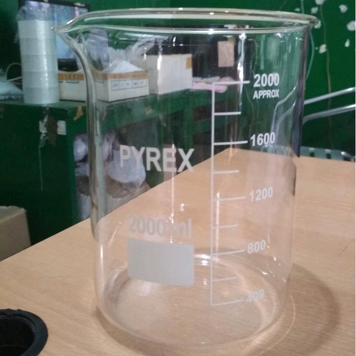 beaker gelas / gelas kimia 2000 ml pyrex