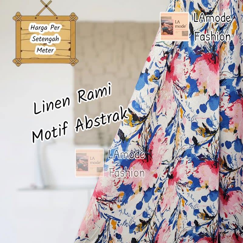 Kain Linen Rami Motif Abstrak