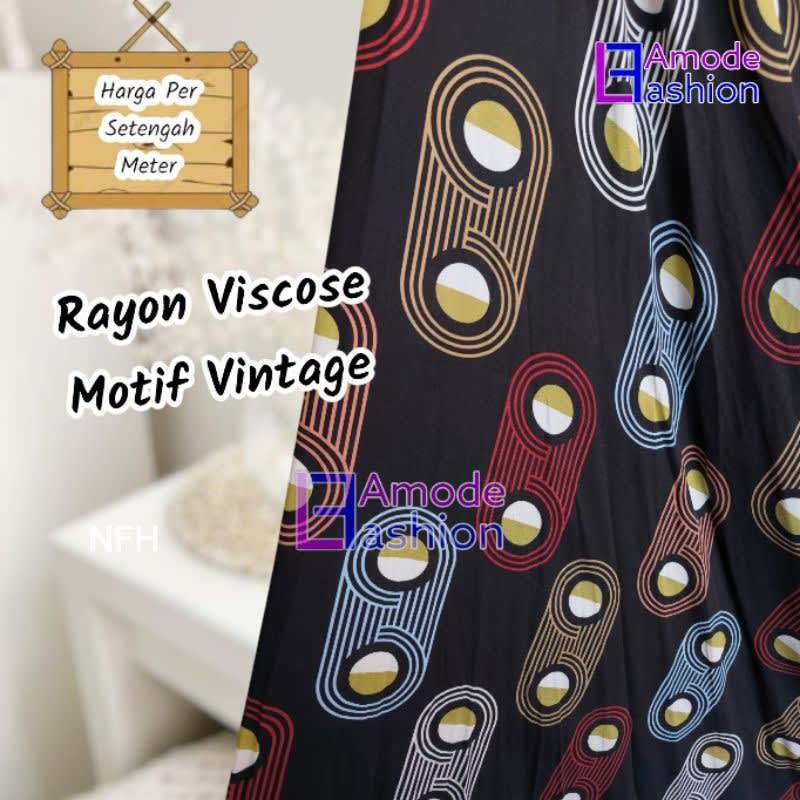 Kain Rayon Viscose Motif Vintage
