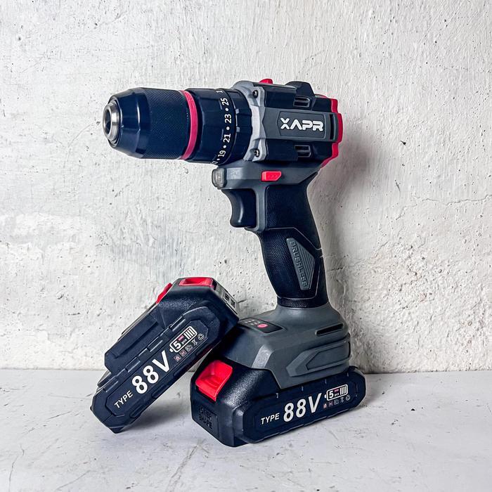 MESIN BOR BATERAI DRILL IMPACT KEYLESS CHUCK AUTO LOCK METAL BETON BESI KAYU SEKRUP BAJA RINGAN BOR