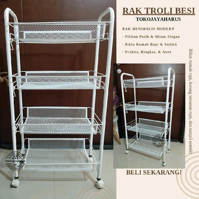 Rak Dapur Besi Serbaguna Rak Besi Penyimpanan Bertingkat Rak Kamar Mandi Rak Salon Rak Troli Susun