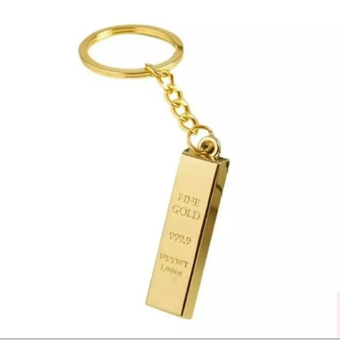 Gantungan Kunci Emas Batangan Gold Bar Replika Bahan Logam Fine Gold