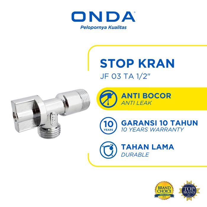 ONDA Stop Kran Toilet 2 Cabang 1/2 In Chrome Kran WC Duduk Multifungsi Keran Toilet Duduk Kran