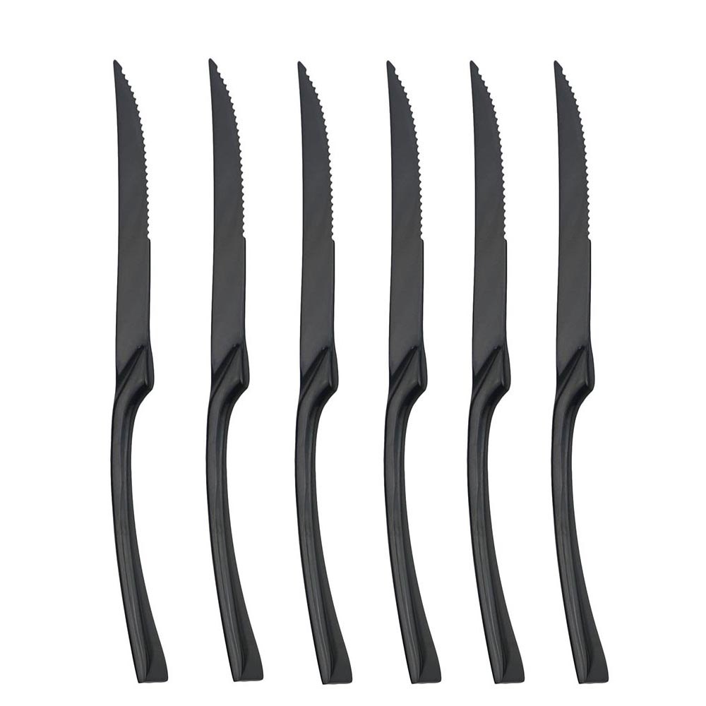 Steak Knife Silverware Creative Dinner Set Mirror Luxury Black