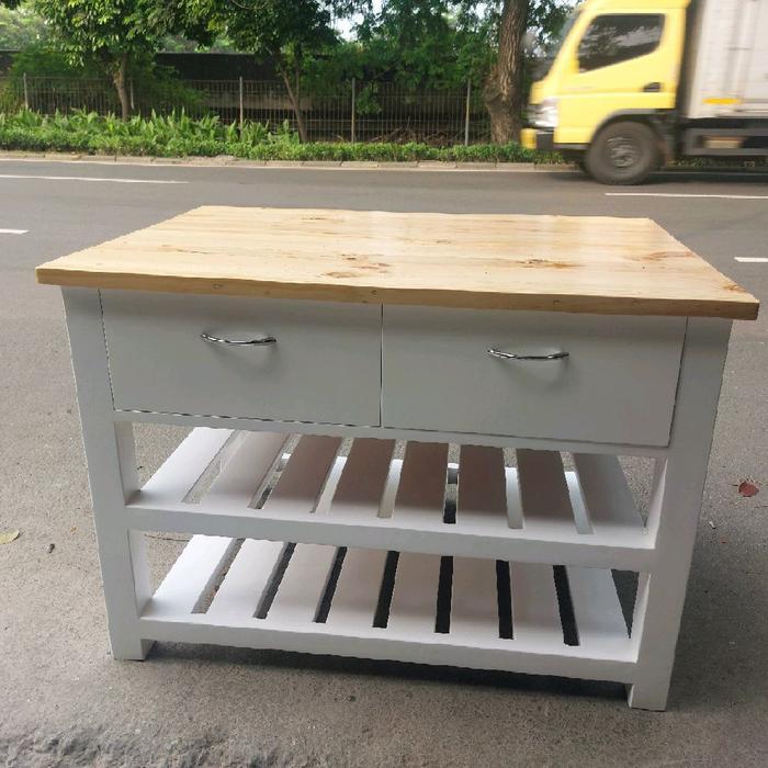 Meja Dapur Pake Laci / Meja Serbaguna Bahan Kayu Jati Belanda