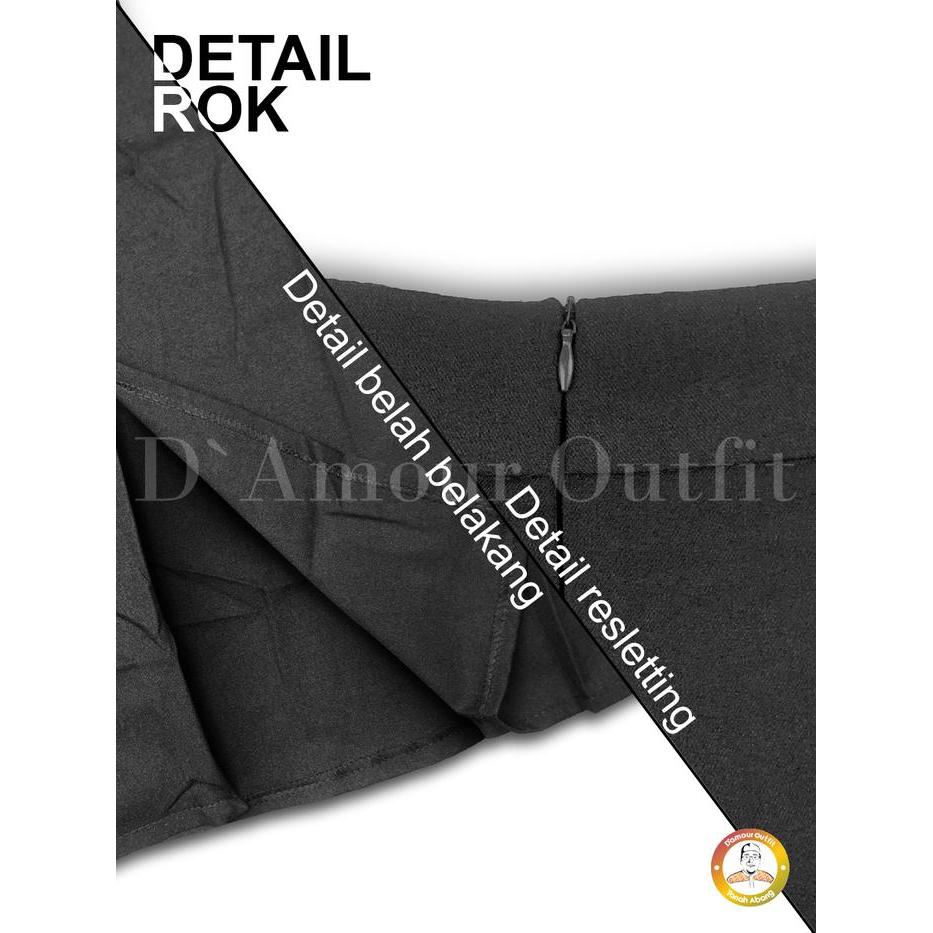New Damour One Set Blazer Wanita Rok Span Panjang Belah Depan Setelan Jas Kerja Kantor Formal Polos